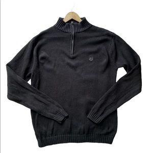 Chaps Men’s 1/4 Zip Mock Neck Black Sweater. Size Large